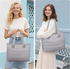 Tote Bag for Women Puffer Work Tote Handbag Large Quilted Nurse Bag with Zipper for Travel