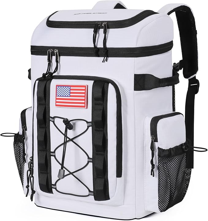 Maelstrom Backpack Cooler,Soft Lightweight Leakproof Cooler Backpack,35 Can Insulated Cooler Bag,Keeps 35 Cans Hot/Cold for Up to 16 Hours,Waterproof Lunch Bag for Men Women-White