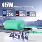 QZIIW iPhone 16 15 Pro Max Charger Fast Charging,45W Dual Port USB C Fast Charger Block [2-Pack] & Extra Long 60W 3/6/10/10FT USB C Cable - PD Quick Adapter 3.0 for iPhone 16 15/16 15Pro/16 15 Plus.