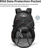 Swissdigital Design Laptop Backpack with USB Charging Port, Travel Backpack Fits 15.6 inches Computer, 31L College School Backpack for Men, Black | SD803-01