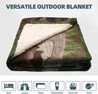 Outdoor Camping Blanket with Sherpa Lining, Extra Warm Thick Camp Blankets and Puffy Ultralight Soft Poncho DWR Camping Quilt for Cold Weather, Adventure, Sleeping, Backpacking 78"x 56"