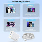 100W USB C Charger, 2Pack 140W USB C to C Woven Cable 6FT Braided Cord 100W Type C MacBook Pro Charger Block 6Foot Super Fast Phone Charging 3 Port PD & AC Charge for MacBook Pro/iPhone 16/15/iPad Pro