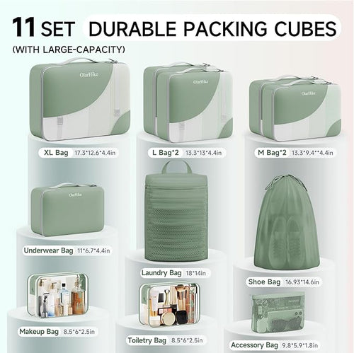 11 Set Packing Cubes for Travel, Gifts for Women Mom,Anti-Tearing Suitcase Organizer,OlarHike Vacation Essentials & Accessories for Cruise Ship
