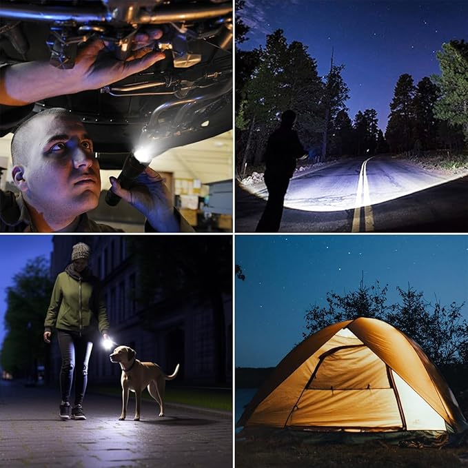 Lighting EVER LED Flashlights High Lumens, Small Flashlight, Waterproof, Adjustable Focus Flash Light for Outdoor, Emergency, Camping, AAA Batteries Included, 4 Pack