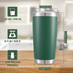 20 oz Tumblers Bulk Stainless Steel Tumbler with Lid Double Wall Vacuum Insulated Coffee Mug 20oz Powder Coated Cup for Hot and Cold Drinks, Dark Green, 12 pack