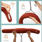 Pono Neck Cradle Travel Pillow (Patented): Memory Foam, Ergonomic 360° Adjustable Support, Prevents Head Nods. Infinity Shape Fits All Adults. Foldable Design for Easy Portability (Amber Blaze)