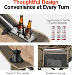 Overmont Oversized XL Camping Chair for Adults - 400lbs Support Heavy-Duty Padded Folding Chair with Side Pocket Cup Holder Cooling Bag for Outdoor Sports Garden Beach Fishing Lawn Khaki