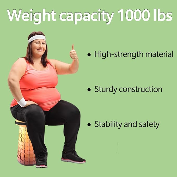 ALEVMOOM 2025 Upgraded XXL Collapsilbe Stool with Cushion,More Sturdy and Height 19.7",D11.8,Portable and Lightweight Adjustable Chair Telescoping Stool for Camping Hiking BBQ Max Loading 1000Ibs