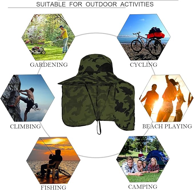 Sun Blocker Hats Outdoor Sun Protection Fishing Cap with Neck Flap Large Brim Outdoor Hat