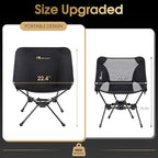 MOON LENCE Portable Snap-Lock Camping Chair, Folding Compact Chair, Lightweight Foldable Backpacking Support 330 lbs (Black)