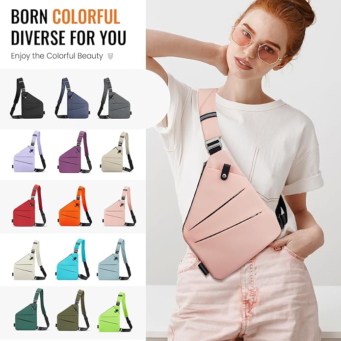 WANDER PLUS® Left Shoulder Anti Theft Crossbody Travel Bag for Women Men, Slim Sling Bag with Adjustable Strap