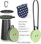 ALEVMOOM Upgraded Folding Stool with Cushion,Portable Collapsible Retractable Stool,Outdoor Chair,Yet More Sturdy Load Capacity 440lbs for Camping Garden Fishing Hiking BBQ with Carry Bag