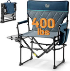 TIMBER RIDGE Aluminum Camping Directors Chair with Side Table Pocket, Portable Folding Chair, Heavy Duty Lawn Chair for Fishing Trip Picnic Concert Outdoor 400lbs, Navy