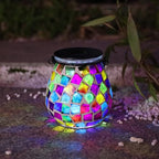 Afirst Mosaic Solar Lanterns Outdoor - Glass Hanging Solar Lights Hollow Out Waterproof Table Lamp Outdoor Decorative for Garden, Patio, Holiday Party Outdoor Decoration