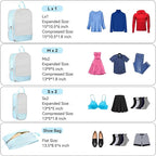 Voova 6 Set Compression Packing Cubes, Travel Accessories Expandable Packing Organizer Bags Set for Carry on Suitcase, Durable Luggage Packing Cubes for Travel Essentials, Blue