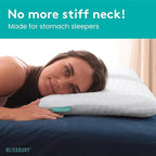 BLISSBURY Stomach Sleeping Pillow - Thin Memory Foam Pillow for Stomach Sleepers | Ultra Thin Pillow for Sleeping | Flat & Slim to Allow for Comfort | 3.3 Inch Thickness