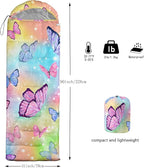 Kids Sleeping Bag for Boys Girls,Rocket Moon Print-Lightweight Warm Portable Outdoor Indoor-Waterproof Cold Weather Resistant Sleeping Bag for Camping Hiking