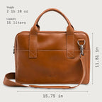 Nordweg Nomad Leather Briefcase NW080A – Leather Bag for Work & Travel – Fits 15.6” Laptop – Minimalist, Durable, Elegant