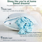 Gehannah Travel Pillow - Large 2 Pack Compressible Camping Pillow for Sleeping - Shredded Memory Foam with 2 Storage Bags - Supportive for Adults, Kids, Outdoor, Backpacking, Hiking Gear