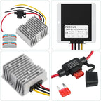 DC 36V/48V to 24V 10A 240W Converter Voltage Regulator Buck Reducer Power Converter with Fuse & Connectors, Waterproof Module Transformer for Golf Cart Club Car
