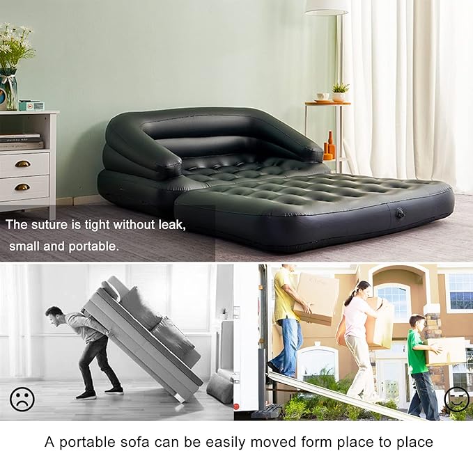 RAPTAVIS Inflatable Sofa Bed for Camping, Pool Float Couch Outdoor Mattress Bed with Armrest, Full Size