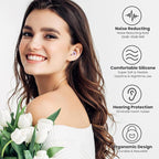 JUSTRVN Earplugs for Sleeping,Noise Reduction Soft Silicone Ear plugs with 7 Pairs Ear tips&One Connection Cord,Hearing Protection Reusable Earplugs for Sleeping,Concert,Work&Sound Reduction 25dB-30db