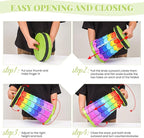 2 Pack Upgraded Collapsible Stool Folding Stool with Cushion,Retractable Folding Stool Max Load Capacity 400lbs, Portable Telescoping Stools for Camping Hiking Outdoor BBQ -Rainbow-Green