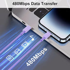 2Pack Purple Fast Charger Cable 10ft [Apple MFi Certified], USB Type C to Lightning Cable 10 Foot for Apple iPhone 14/13/12 Pro XR XS Max X 8 Plus