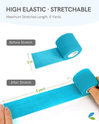 FriCARE Self Adhesive Bandage Wrap, Medical Tape in First Aid Kit, Cohesive Bandages for Wounds Sport Vet, 2 Inches X 5 Yards 6 Rolls, Vibrant