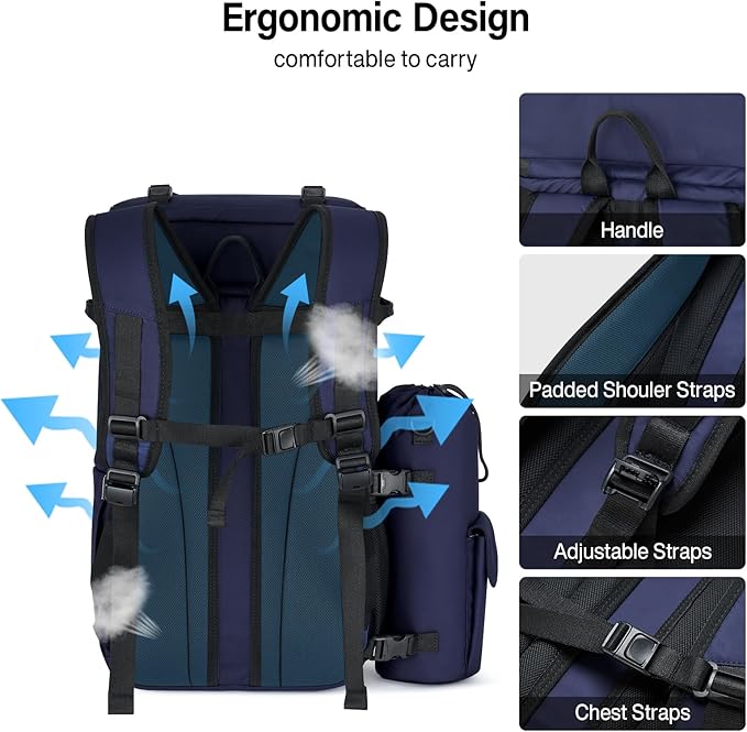 Backpack Cooler, 40 Cans Soft Leak Proof Picnic Backpack, Hanke Portable 2 Insulated Compartments Cooler Backpack Water Resistant for Lunch Beach Travel Camping Picnic Hiking (Blue)