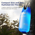 Membrane Solutions Gravity Water Filter 1 Gallon, NSF/ANSI 42&372&401 Certified, 0.1μm Versatile Water Purifier Camping with Adjustable Tree Strap Storage Bag, Survival Gear for Emergency Preparedness