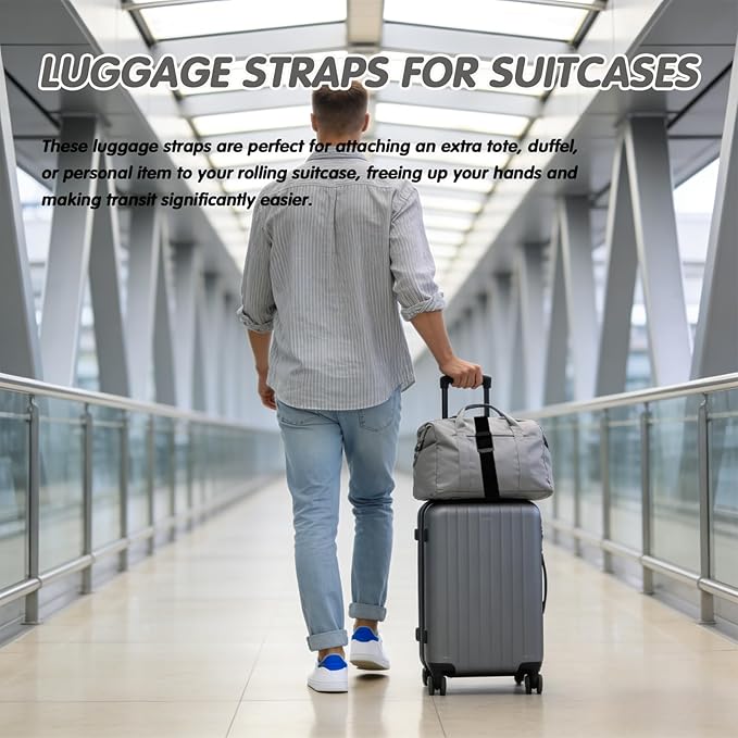 2Pcs Luggage Straps for Suitcases, Adjustable Luggage Connector Straps, Luggage Straps Bag Bungee, Add a Bag Easy to Travel Suitcase (Red)