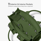 TOPDesign Heavy-Duty Canvas Tote Bag for Women, Adjustable Crossbody/Shoulder Handbag with 9 Pockets, Everything Tote