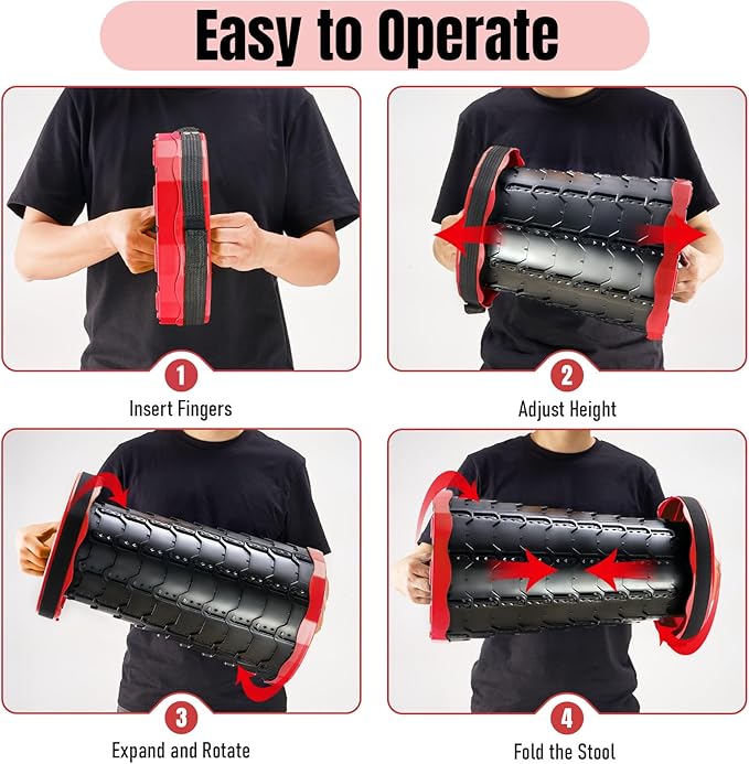 Upgraded Foldable Stool Thickened, Portable Collapsible Stool Retractable Stool for Fishing, Hiking, BBQ, Parties, Outdoor Activities (Red) (2)