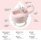 IDEUS Insulated Stainless Steel Water Bottle with 2 Leak-Proof Lids, Thermal Water Flask for Hiking Biking, 32oz, Light Pink