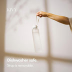 KIVY Slim Water Bottle 32oz [Lightweight & Shatterproof] Fits Cupholder & Backpack - Dishwasher safe water bottle no straw - Cute aesthetic water bottles screw top - Bpa free, Gold, White water bottle