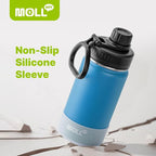 Kids Water Bottle with Spout Lid-12 oz Small Insulated Sports Water Bottle for School-Reuasble Stainless Steel Vacuum Travle Leak Proof Water Flask (Sky Blue)