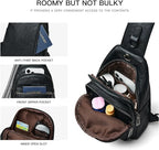 7L Sling Bag For Women Faux Leather Anti Theft Small Casual Daypack Backpack Fanny Pack Crossbody Chest Bags Purse Waterproof Black