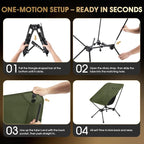 MOON LENCE Portable Snap-Lock Camping Chair, Folding Compact Chair, Lightweight Foldable Backpacking Support 330 lbs (Green)