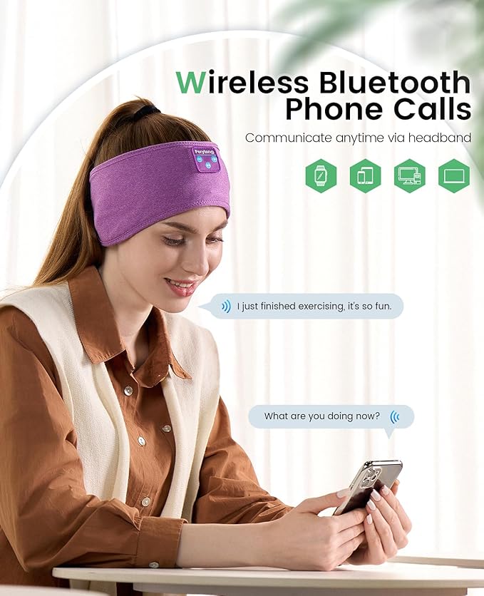 Perytong Sleep Headphones Wireless, Bluetooth Sports Headband Headphones with Ultra-Thin HD Stereo Speakers Perfect for Sleeping,Workout,Jogging,Yoga,Insomnia, Air Travel, Meditation (Violet)