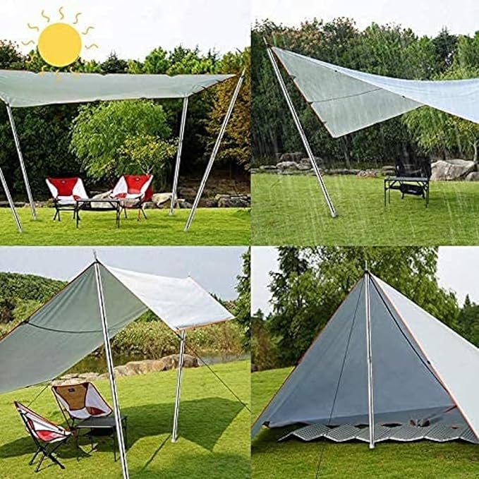 SAN LIKE Camping Tent Tarp Poles Set for Canopy Awning Shelter Backpacking Hiking - Telescopic Adjustable Length Tent Sunshade Support Stick Rods (Adjustable Length - Steel 2packs)