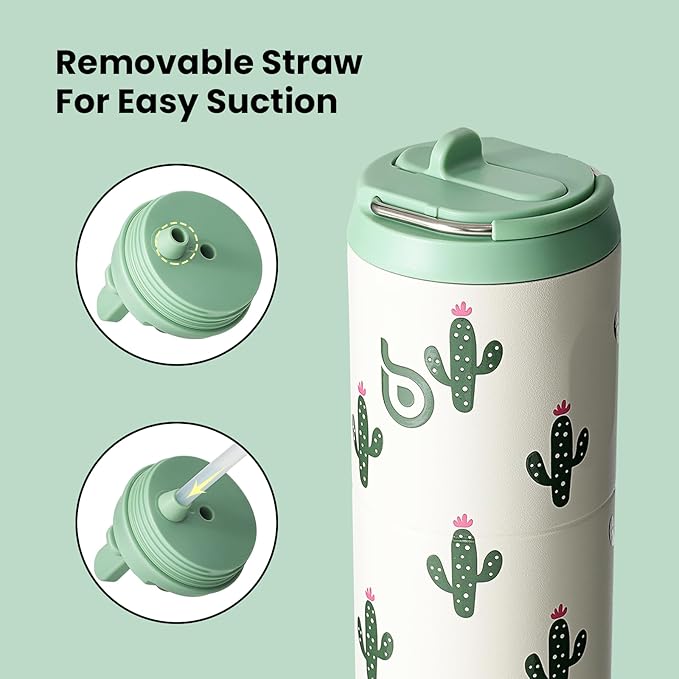 BOTTLE BOTTLE Insulated Water Bottle 24oz with Straw Lid and Handle for Sports Travel Gym Stainless Steel Water Bottles Double-Wall Vacuum Metal Leak Proof BPA-Free