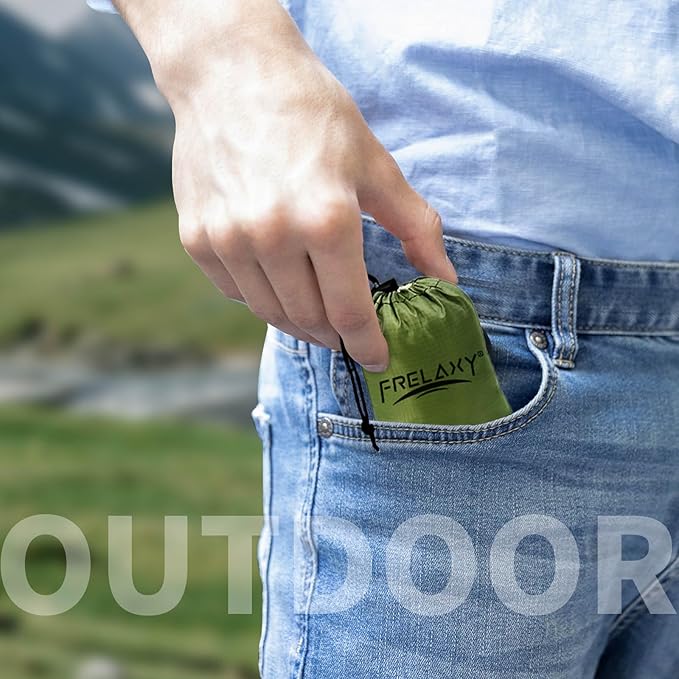 Frelaxy Pocket Picnic Blanket, Waterproof Sandproof Beach Mat, Compact Camping Tarp for Festivals, Hiking, Travel, Outdoor Recreation (Army Green, 28'' x 47'')