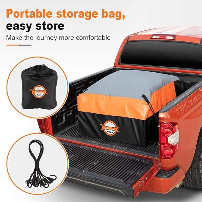 Sailnovo Truck Bed Cargo Bag, 36 Cubic ft 100% Waterproof Cargo Bag for Truck Bed, Heavy Duty PVC Truck Cargo Bag Fits Any Truck Size with 6 Stretch Cord, Packing Bag (59''x48''x22'')