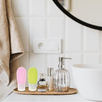 Travel Bottles for Toiletries 4pcs 80ml Refillable Silicone Squeeze Containers Leakproof Travel Size Liquid Bottles for Shampoo Conditioner Lotion Portable for Women