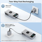 Portable Charger 40800mAh Power Bank with 2 Built-in Retractable Cables,25W PD Fast Charging Phone Charger with iWatch Charger,5 Output 2 Input LCD Display Battery Pack for iPhone 16/15/14/13,Android