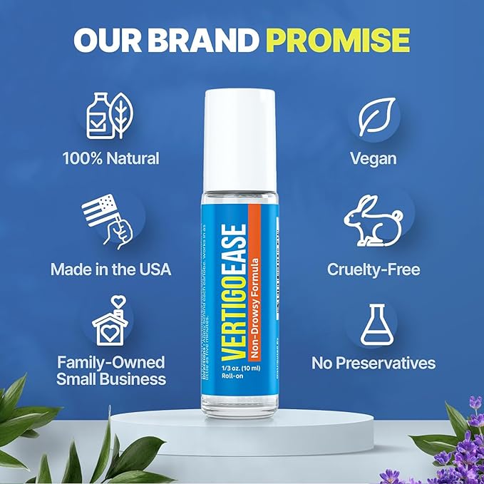 Basic Vigor Vertigo Ease Roll-On (10ml) - Natural & Fast-Acting Vertigo and Dizziness Support with Lavender, Ginger, Frankincense & Essential Oils - Combat Travel Sickness