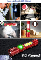 Black Light UV Flashlight Rechargeable, 3in1 Super Bright Tactical Flashlights LED UV Black Light &Redlight, 1500Lumen 7Modes, Zoomable, Waterproof Pocket Flashlight for Pet Stains Detection,Camping