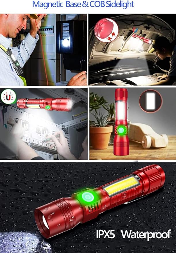 Black Light UV Flashlight Rechargeable, 3in1 Super Bright Tactical Flashlights LED UV Black Light &Redlight, 1500Lumen 7Modes, Zoomable, Waterproof Pocket Flashlight for Pet Stains Detection,Camping