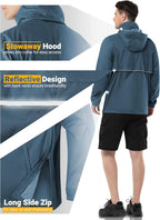 Outdoor Ventures Men's Rain Jacket Waterproof Lightweight Packable Rain Pullover for Hiking Golf Running